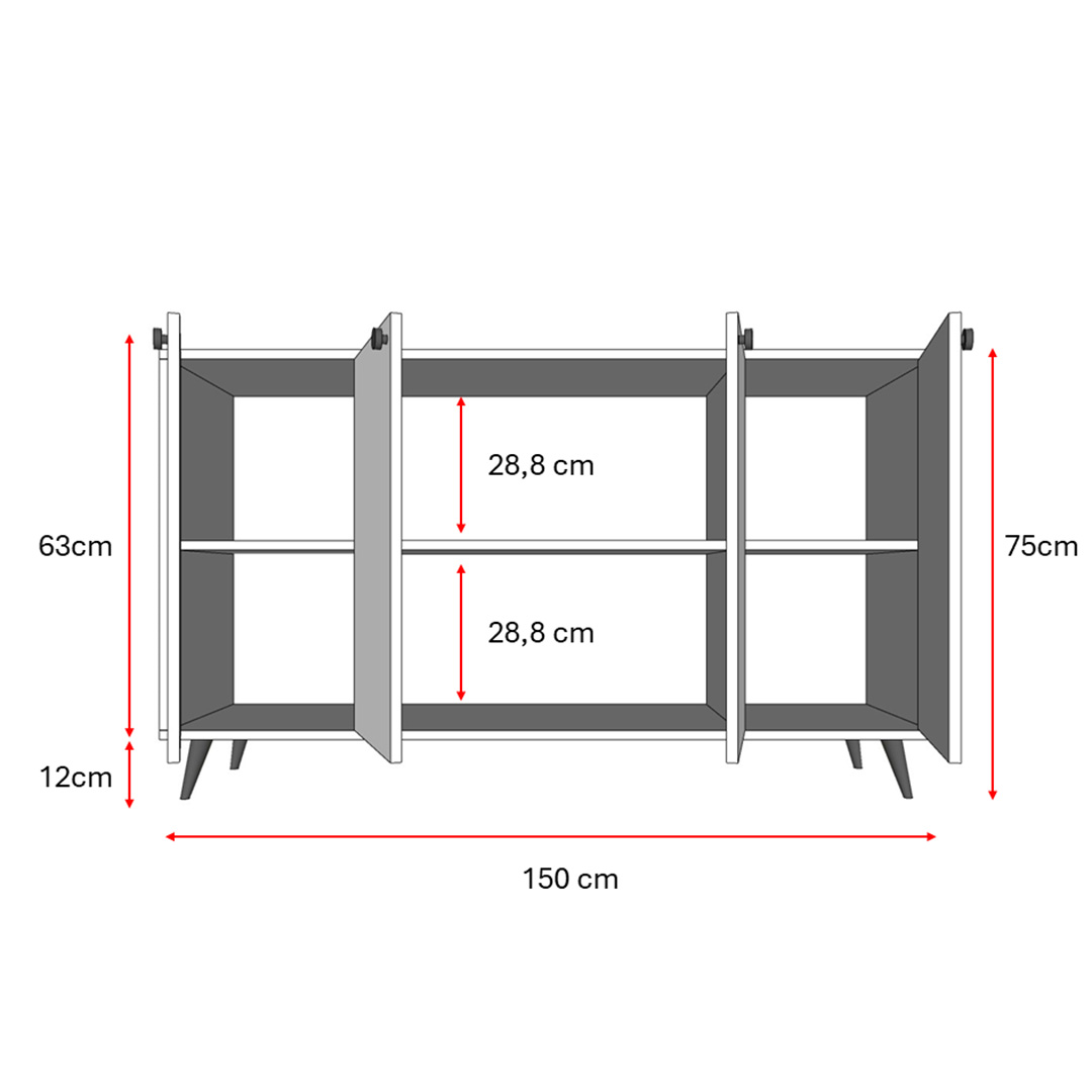 4 Kapaklı Konsol KNSL-01 Beyaz (150cm) 