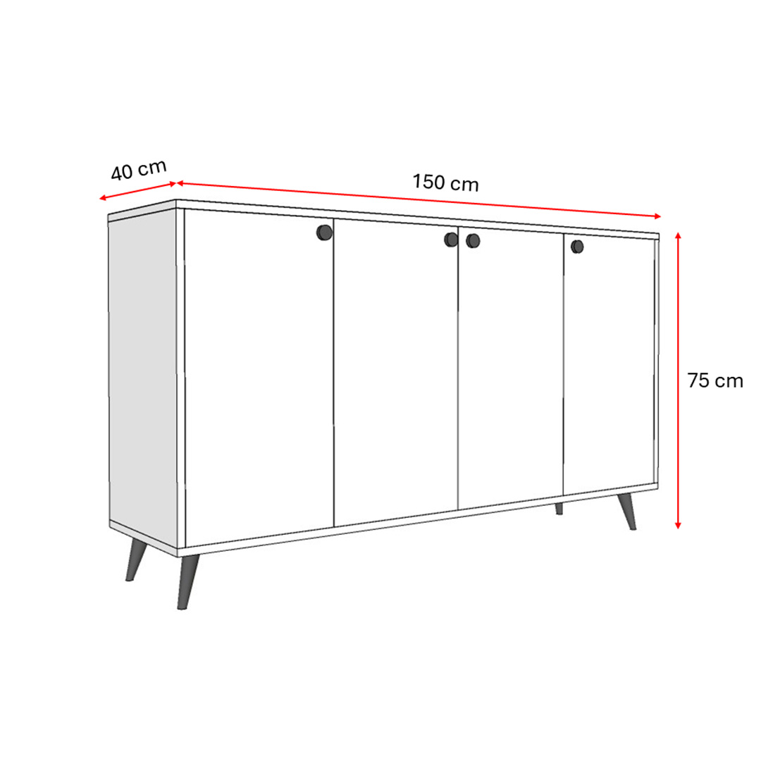 4 Kapaklı Konsol KNSL-01 Akça Ağaç (150cm) 