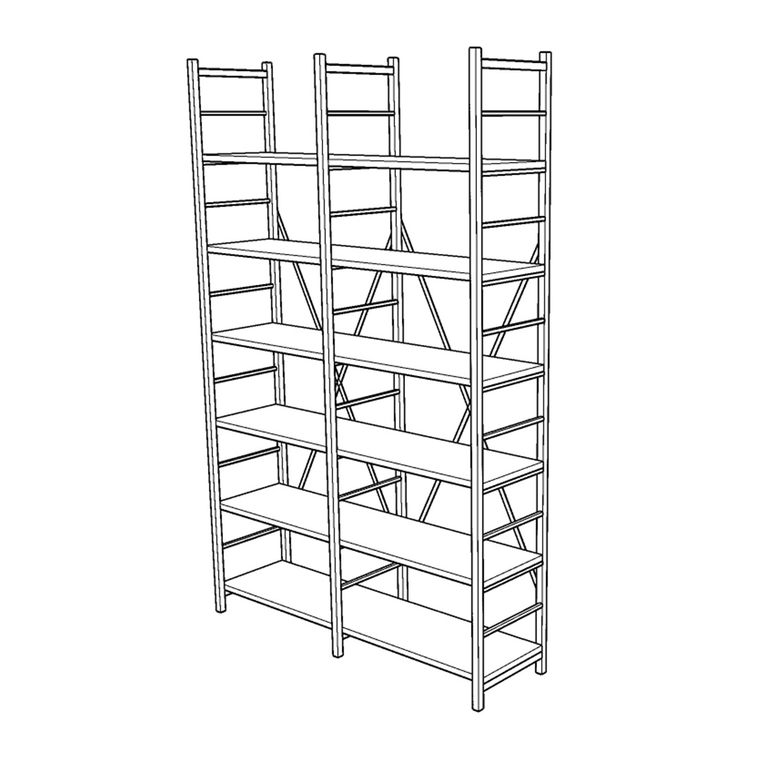 6 Raflı Metal Kitaplık Metal-K-02 Akça Ağaç (110 cm)