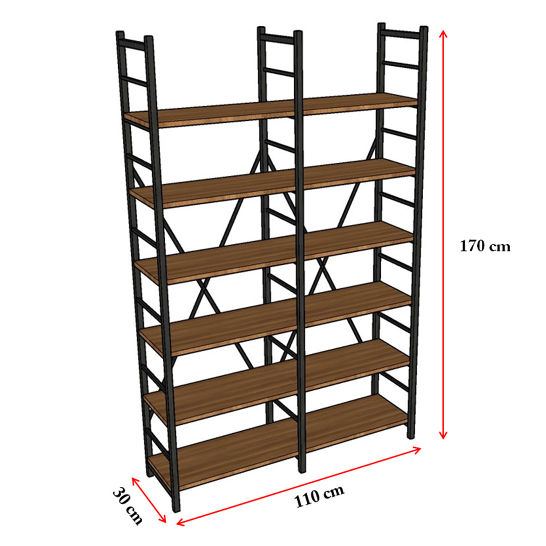 6 Raflı Metal Kitaplık Metal-K-02 Beyaz (110 cm)