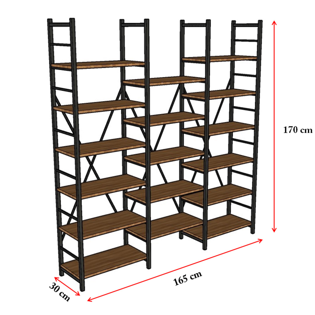 6 Raflı Metal Kitaplık METALK-03 Nevada (165 cm)