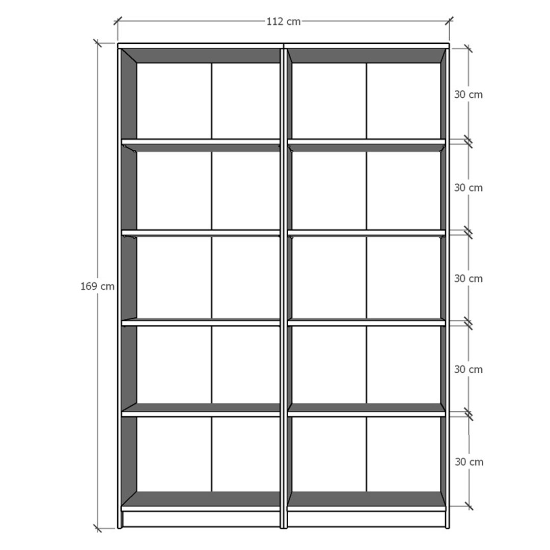 Asra Trend 5 Raflı 2 Modüllü Kitaplık Çalışma Odası Ofis Modern Dekoratif Kitaplık Beyaz (112 cm)