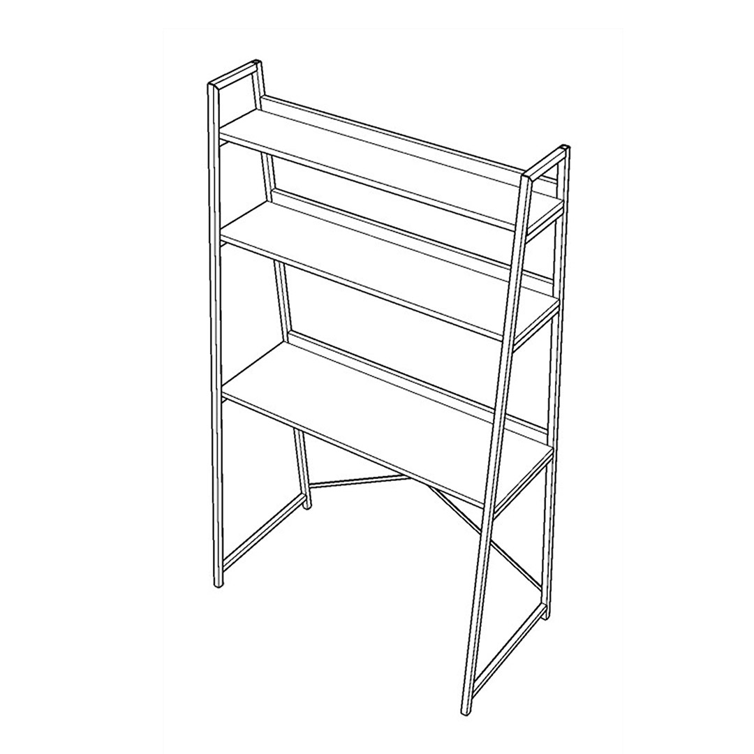 Kitaplıklı Metal  Çalışma Masası Metal-K-ÇM-01 Afrika Ceviz (90 cm)