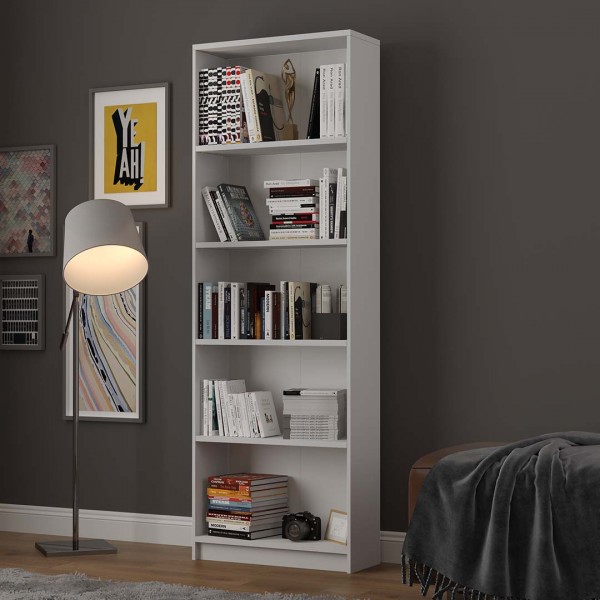 Asra Trend 5 Raflı Kitaplık Çalışma Odası Ofis Modern Dekoratif Kitaplık Kül Gri (56 cm)