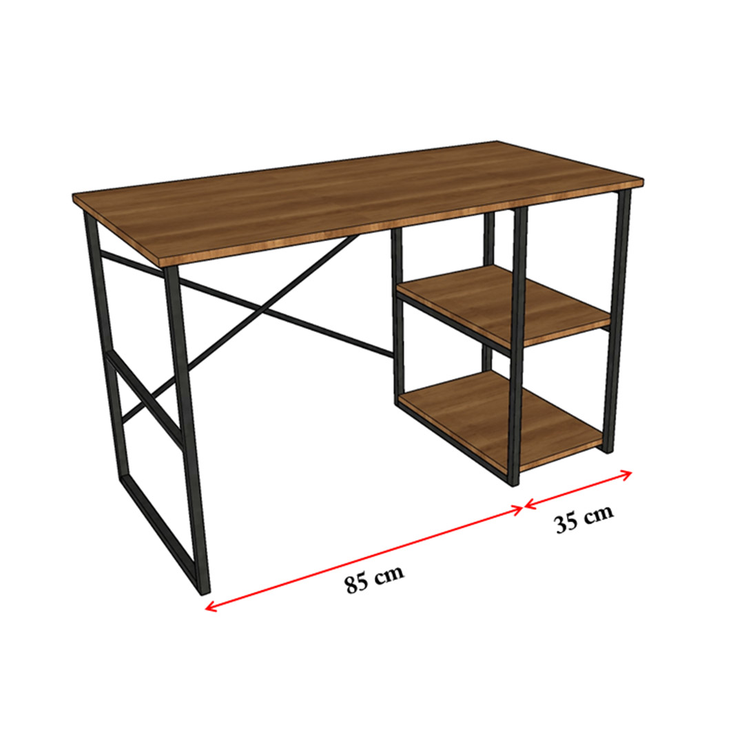 Raflı Metal Çalışma Masası Metal-ÇM-01 Afrika Cevizi (120 cm)