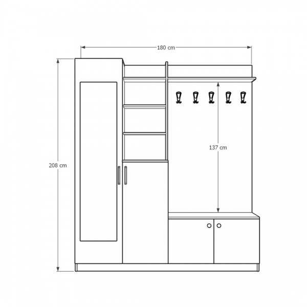 Vestiyer & Portmanto Asra V-10 (180 cm)