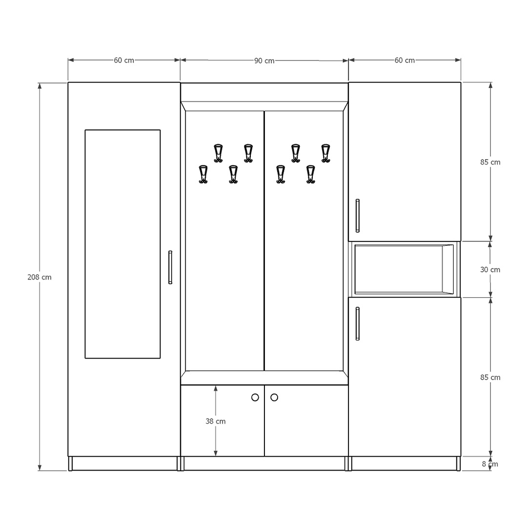 Vestiyer & Portmanto Asra V-03 (210 cm)