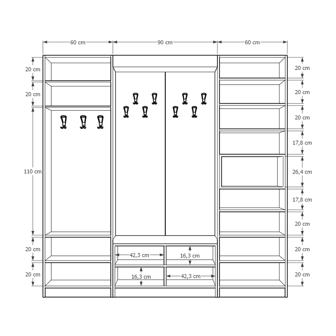 Vestiyer & Portmanto Asra V-03 (210 cm)