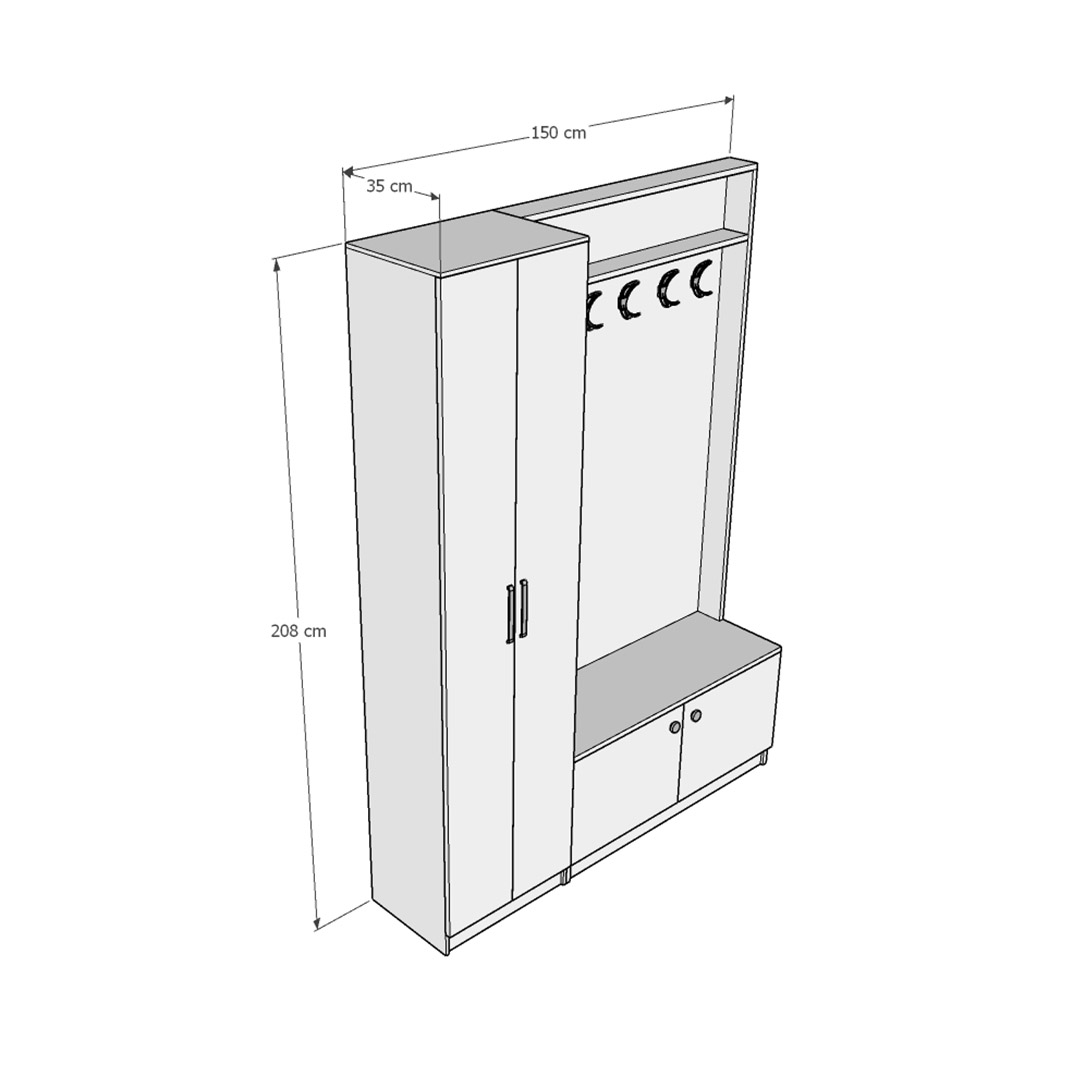 Vestiyer & Portmanto Asra V-07 (150 cm)