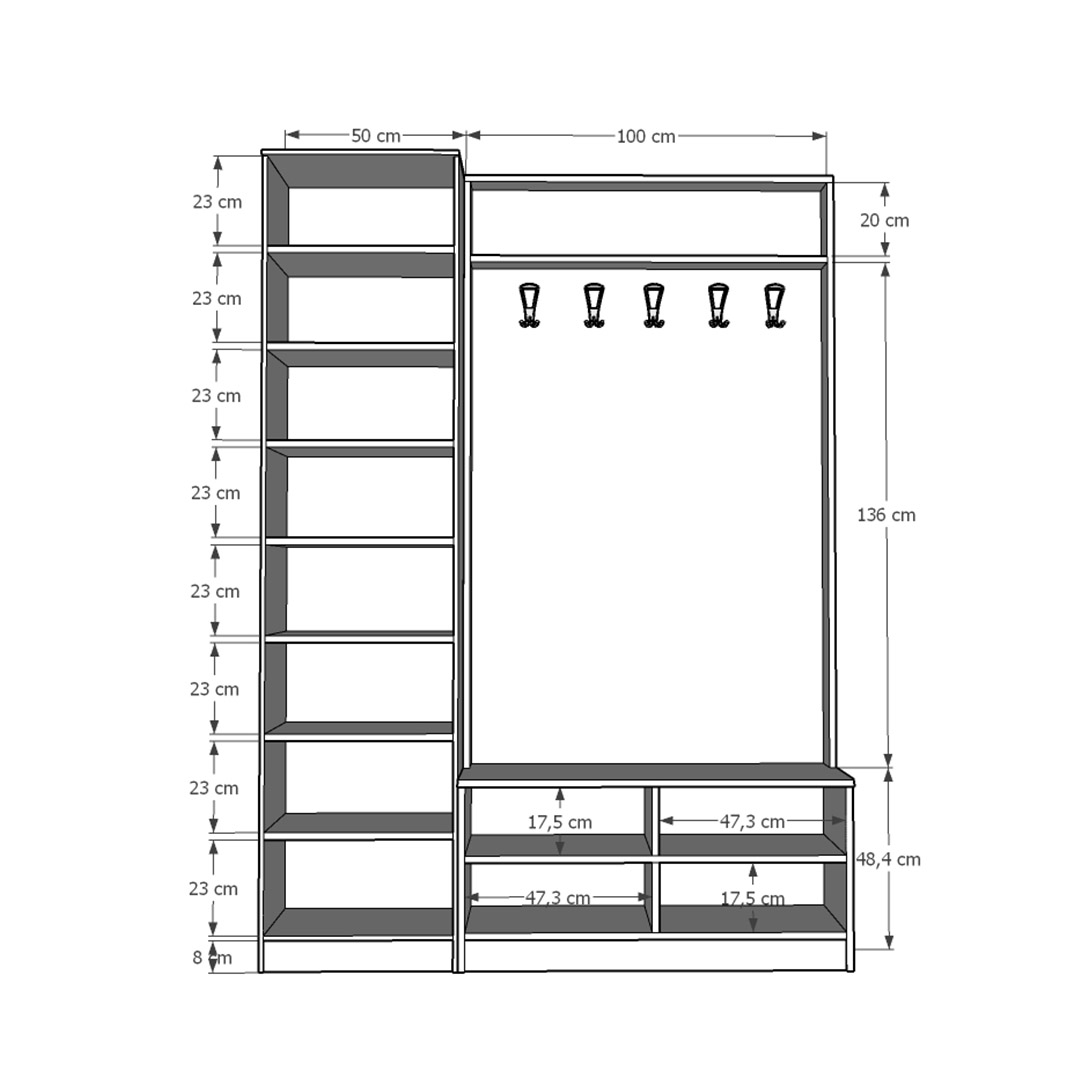 Vestiyer & Portmanto Asra V-07 (150 cm)