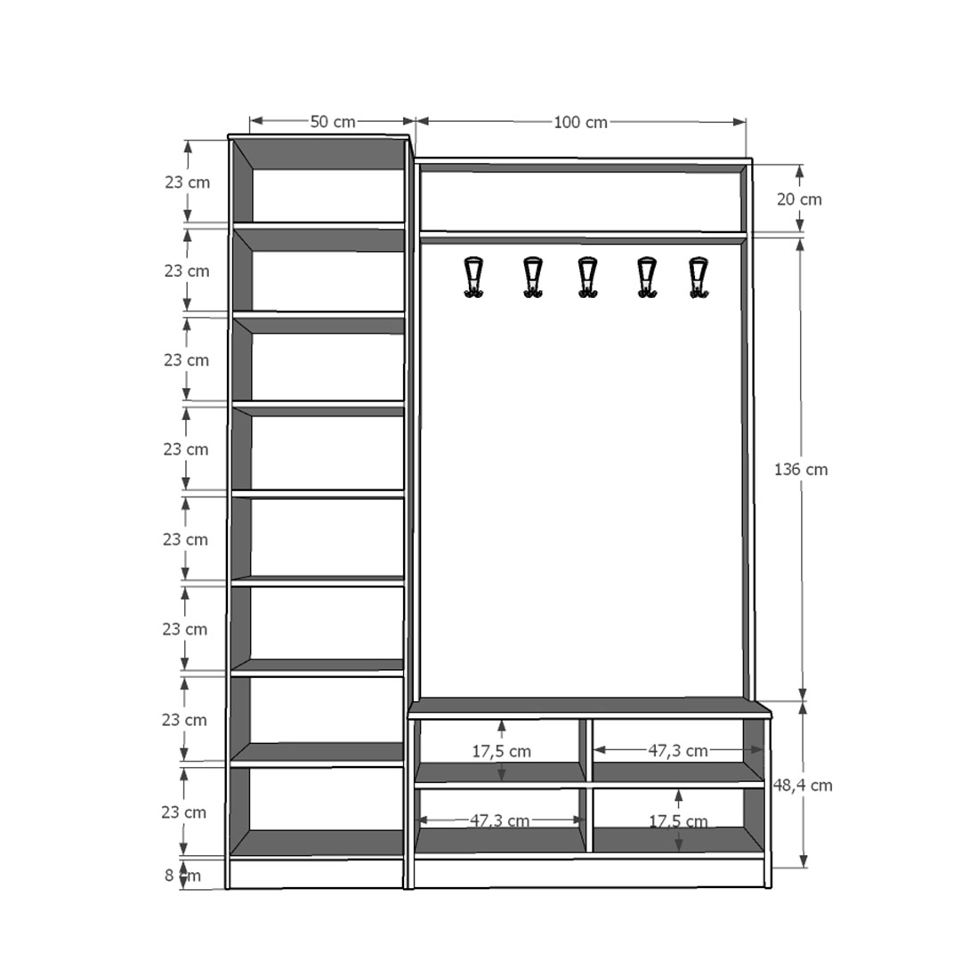 Vestiyer & Portmanto Asra V-08 (150 cm)