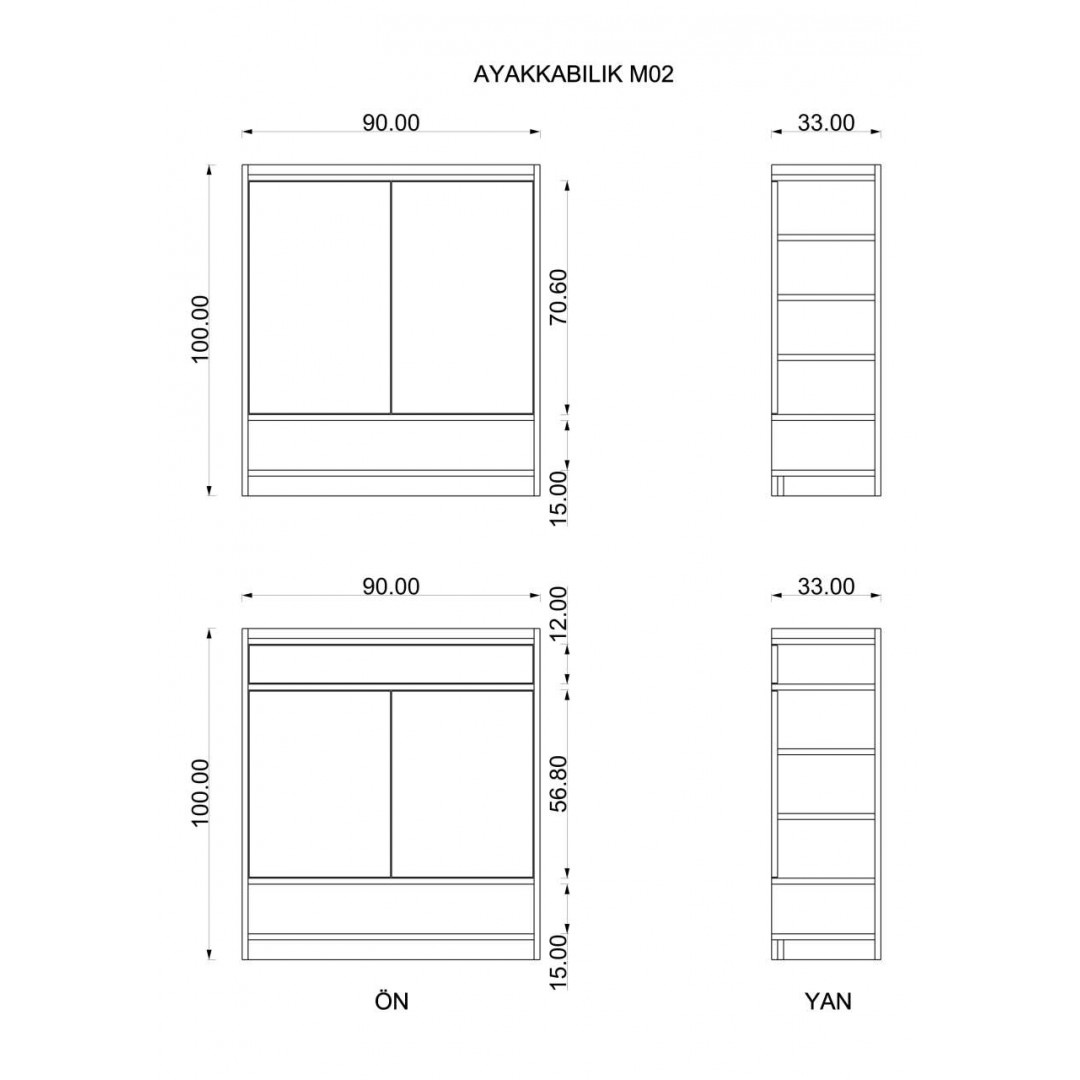 Ayakkabılık Teak & Royal Mermer (90 cm)