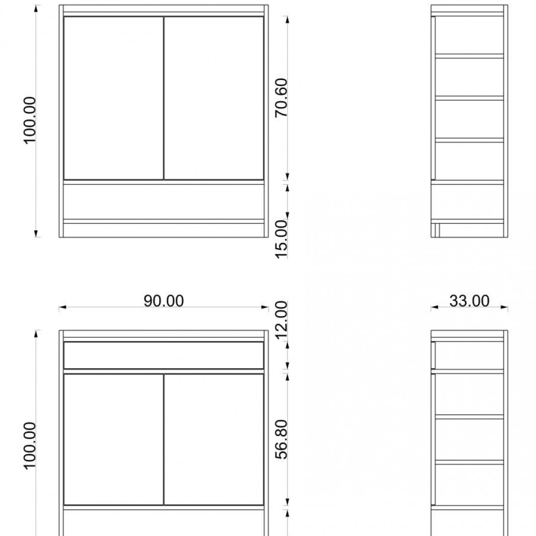 Ayakkabılık Teak & Royal Mermer (90 cm)