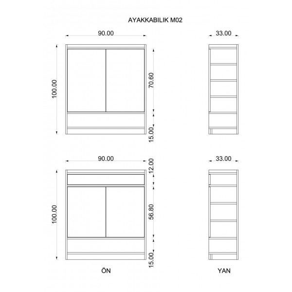 Ayakkabılık Teak & Royal Mermer (90 cm)