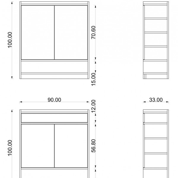 Ayakkabılık Teak & Royal Mermer (90 cm)