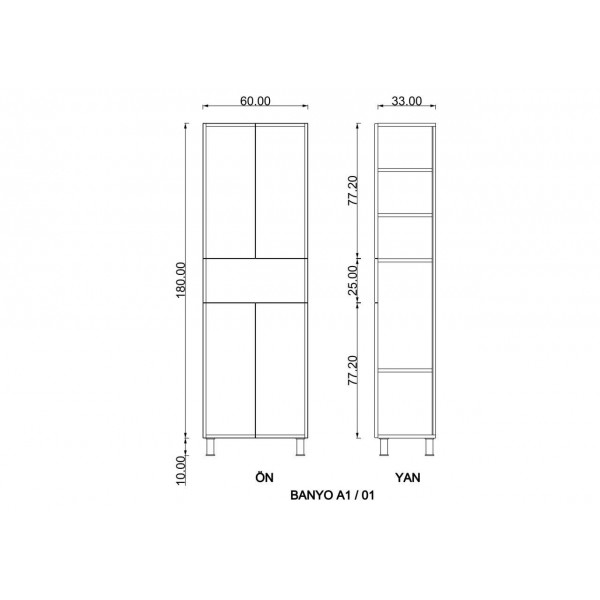 Banyo Dolabı Antares & Beyaz (60 cm)