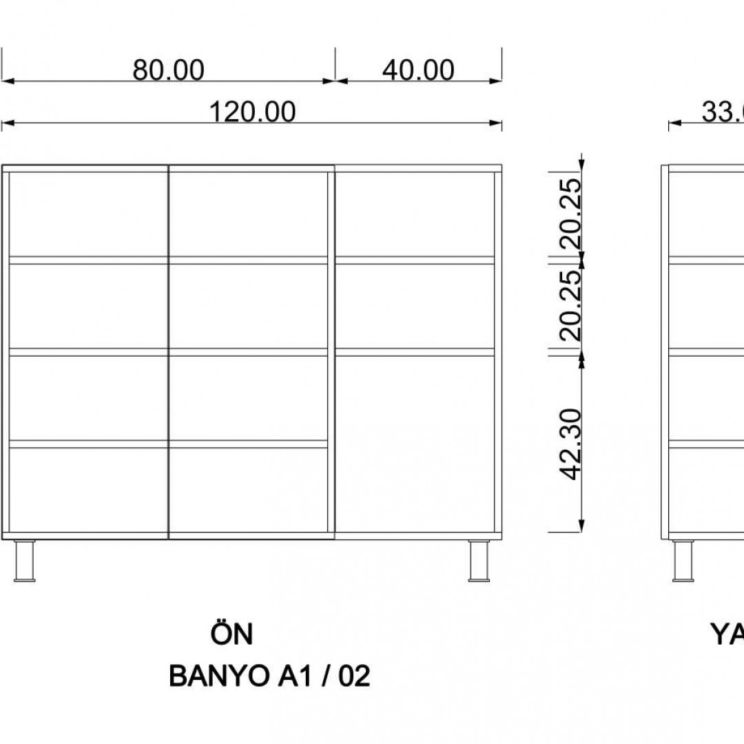 Banyo Dolabı Beyaz B-02 (120 cm)