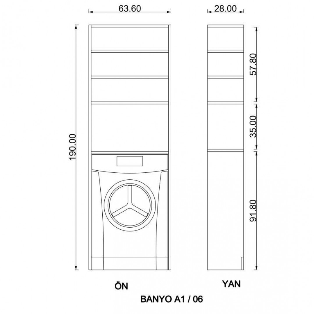 Banyo Dolabı Beyaz B-06 (63.60 cm)