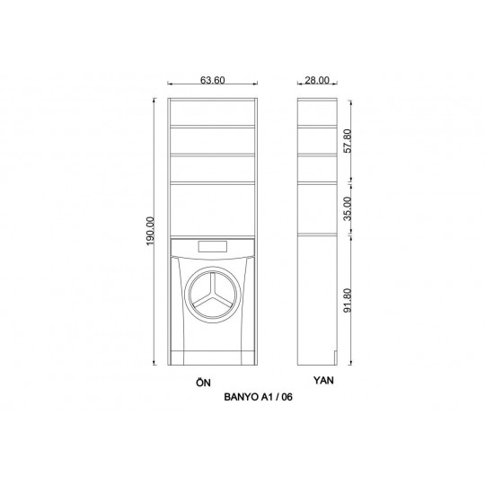 Banyo Dolabı Beyaz B-06 (63.60 cm)