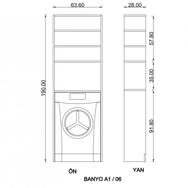 Banyo Dolabı Beyaz B-06 (63.60 cm)