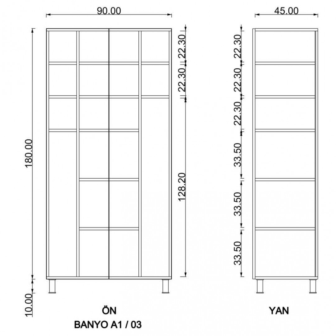 Banyo Dolabı Beyaz B-03 (90 cm)