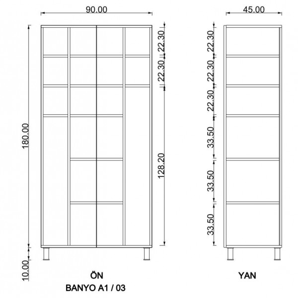 Banyo Dolabı Beyaz B-03 (90 cm)