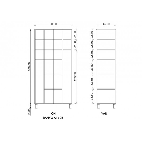 Banyo Dolabı Beyaz B-03 (90 cm)