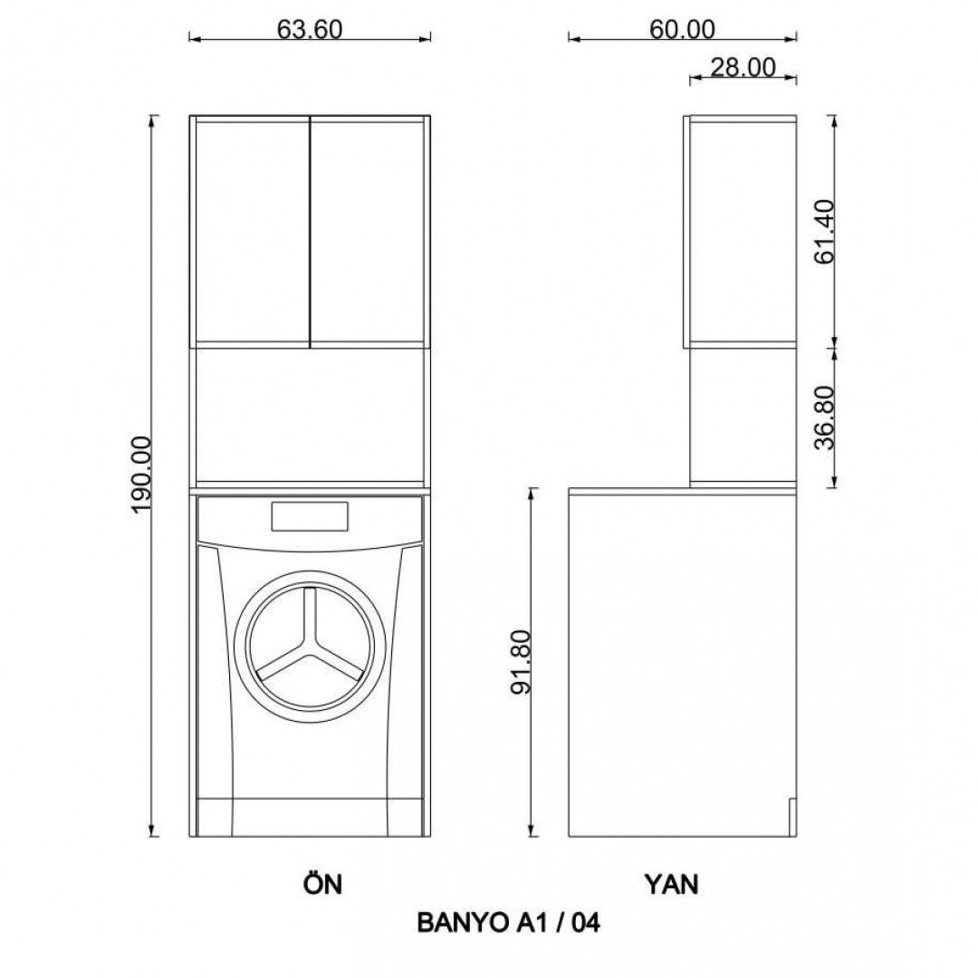 Banyo Dolabı Gri Sonoma (63.60 cm)