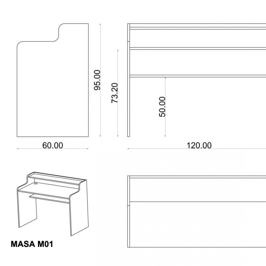 Masa Beyaz M-01 (120 cm)