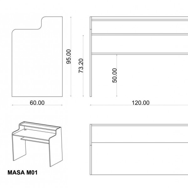 Masa Beyaz M-01 (120 cm)