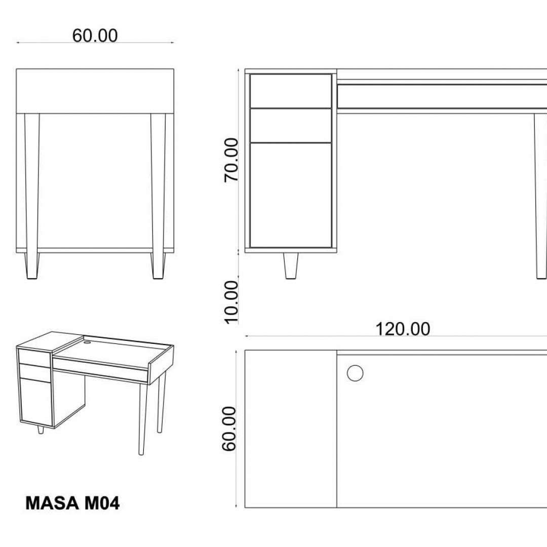 Masa Beyaz M-04 (120 cm)