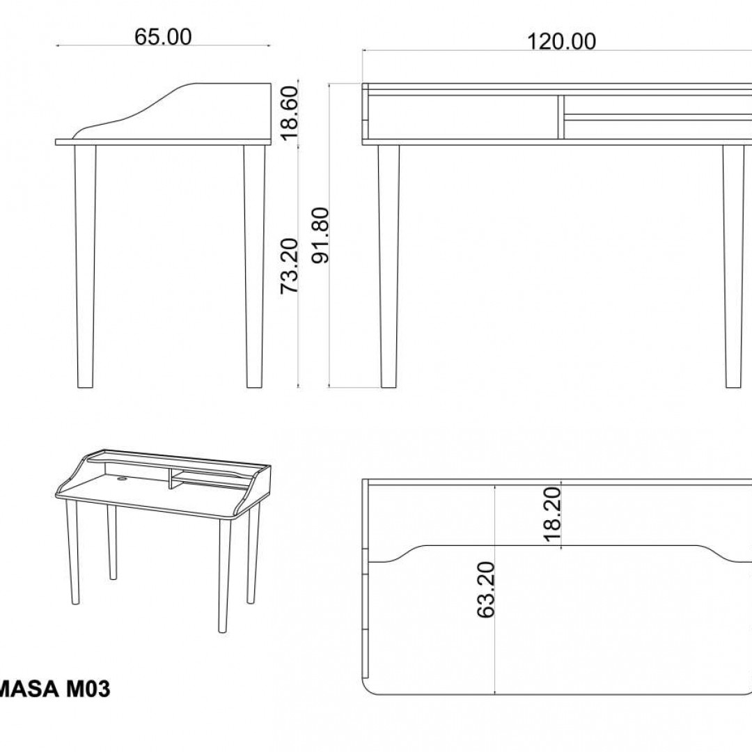 Masa Beyaz M-09 (120 cm)