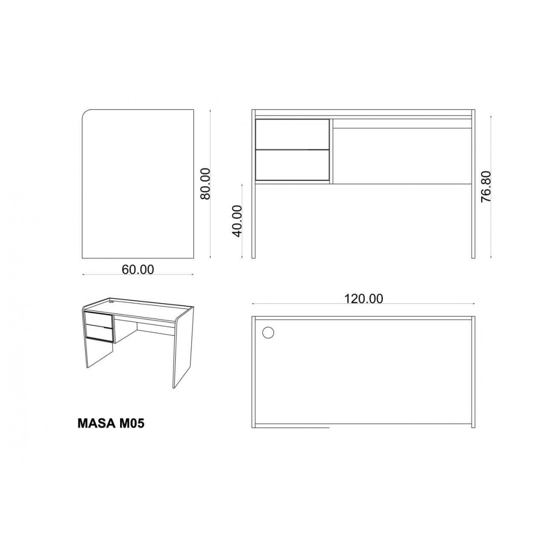 Masa Beyaz & Teak (120 cm)