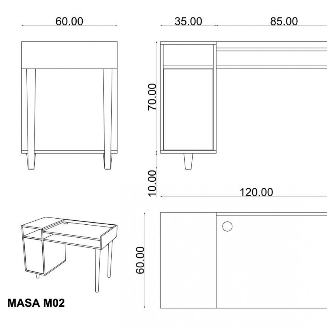 Masa Beyaz & Variolatte (120 cm)