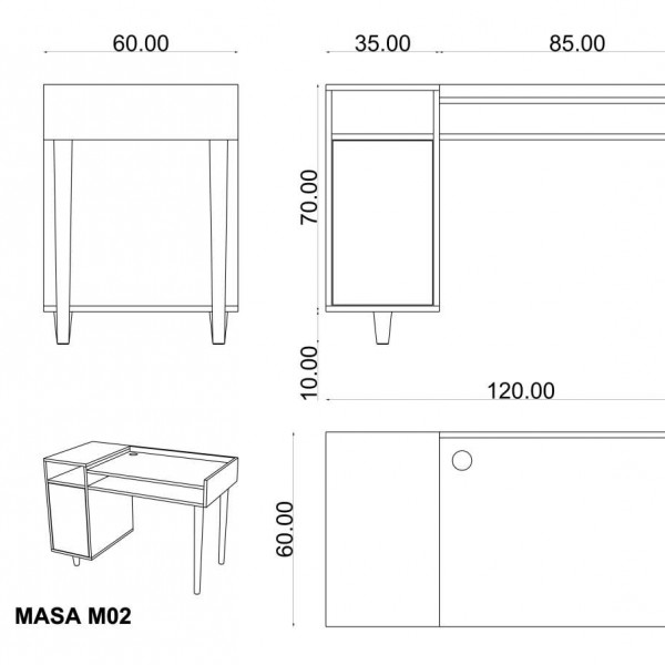 Masa Beyaz & Variolatte (120 cm)