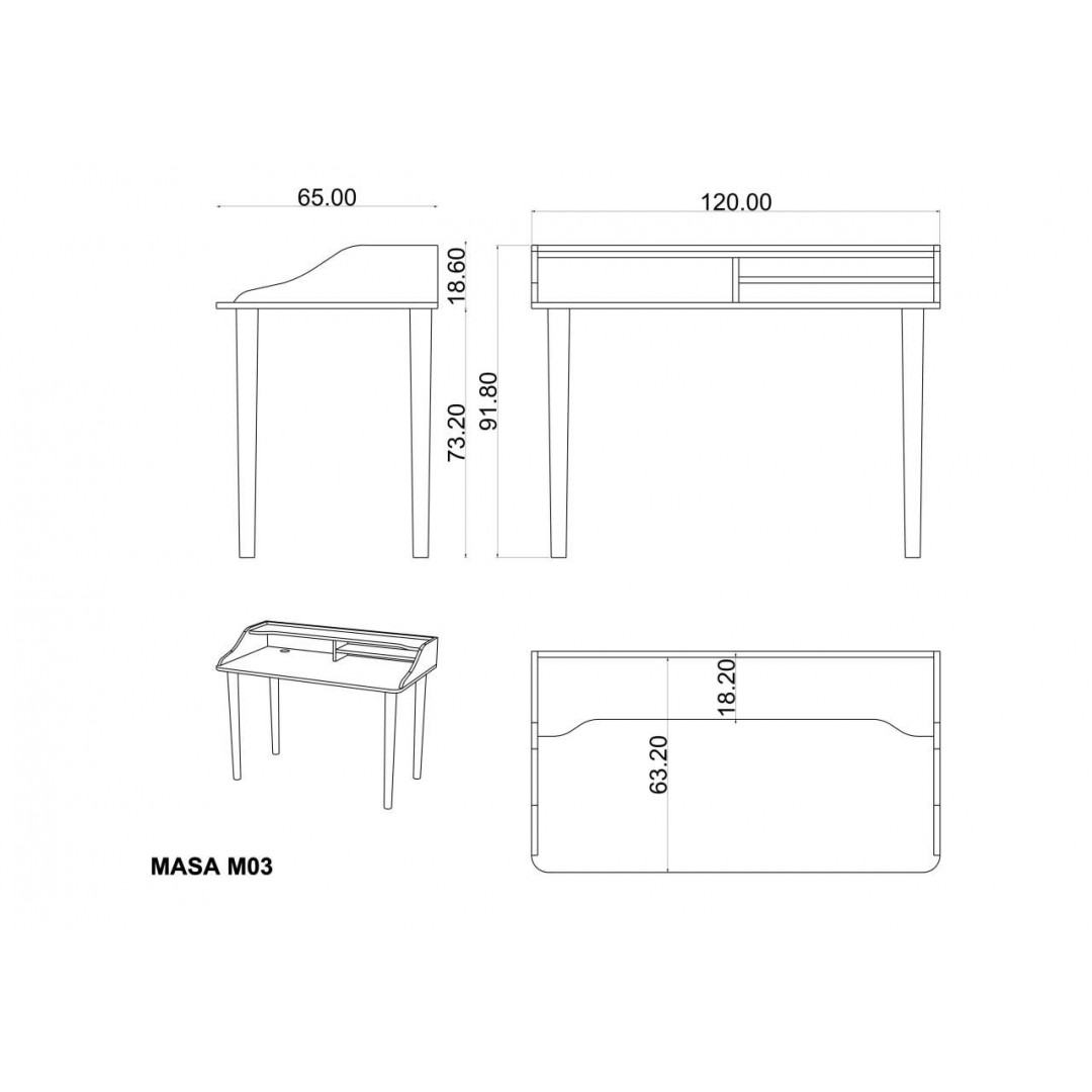 Masa Retro Gümüş & Koyu Gri (120 cm)