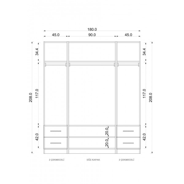 Gardırop Asra Trend G-109 (180 cm)