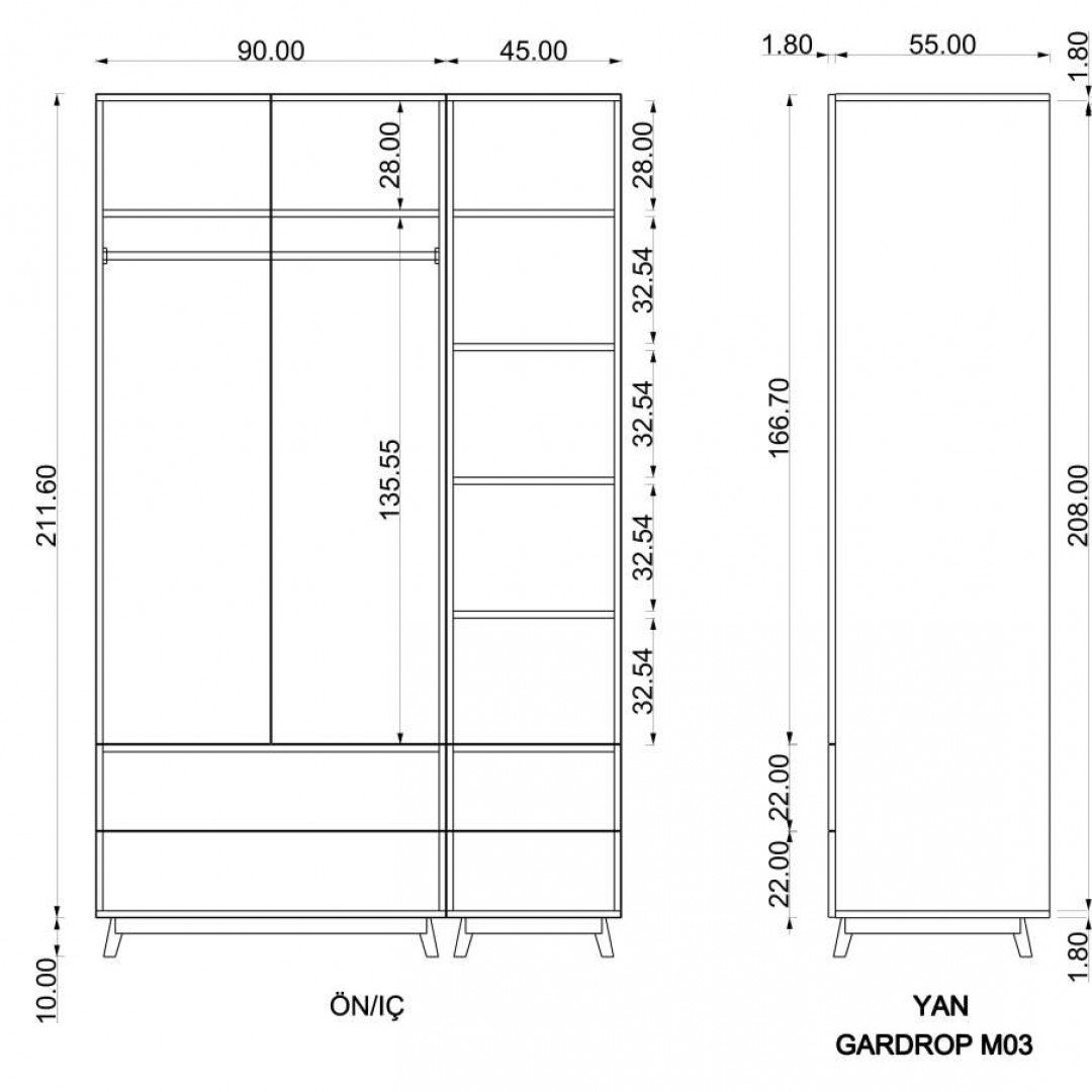 Gardırop Asra Trend G-108 (135 cm)