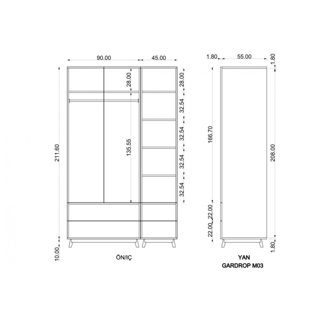 Gardırop Asra Trend G-108 (135 cm)