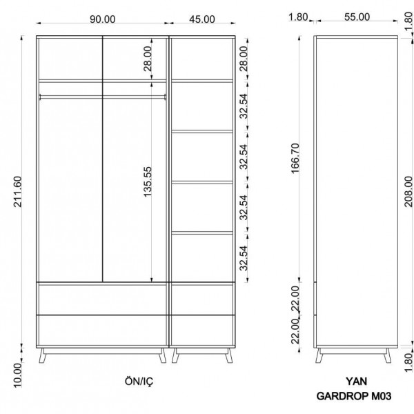 Gardırop Asra Trend G-108 (135 cm)