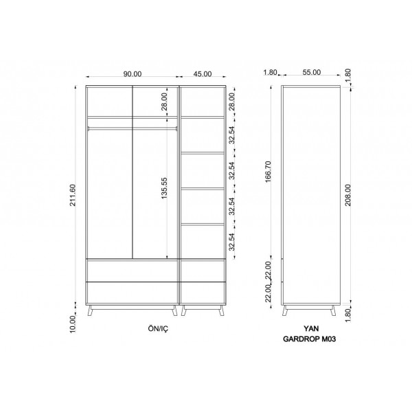 Gardırop Asra Trend G-108 (135 cm)