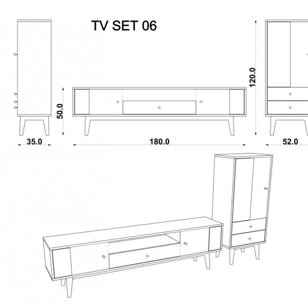 TV Grubu Afrika Cevizi & Koyu Gri TS-120 (50 cm)