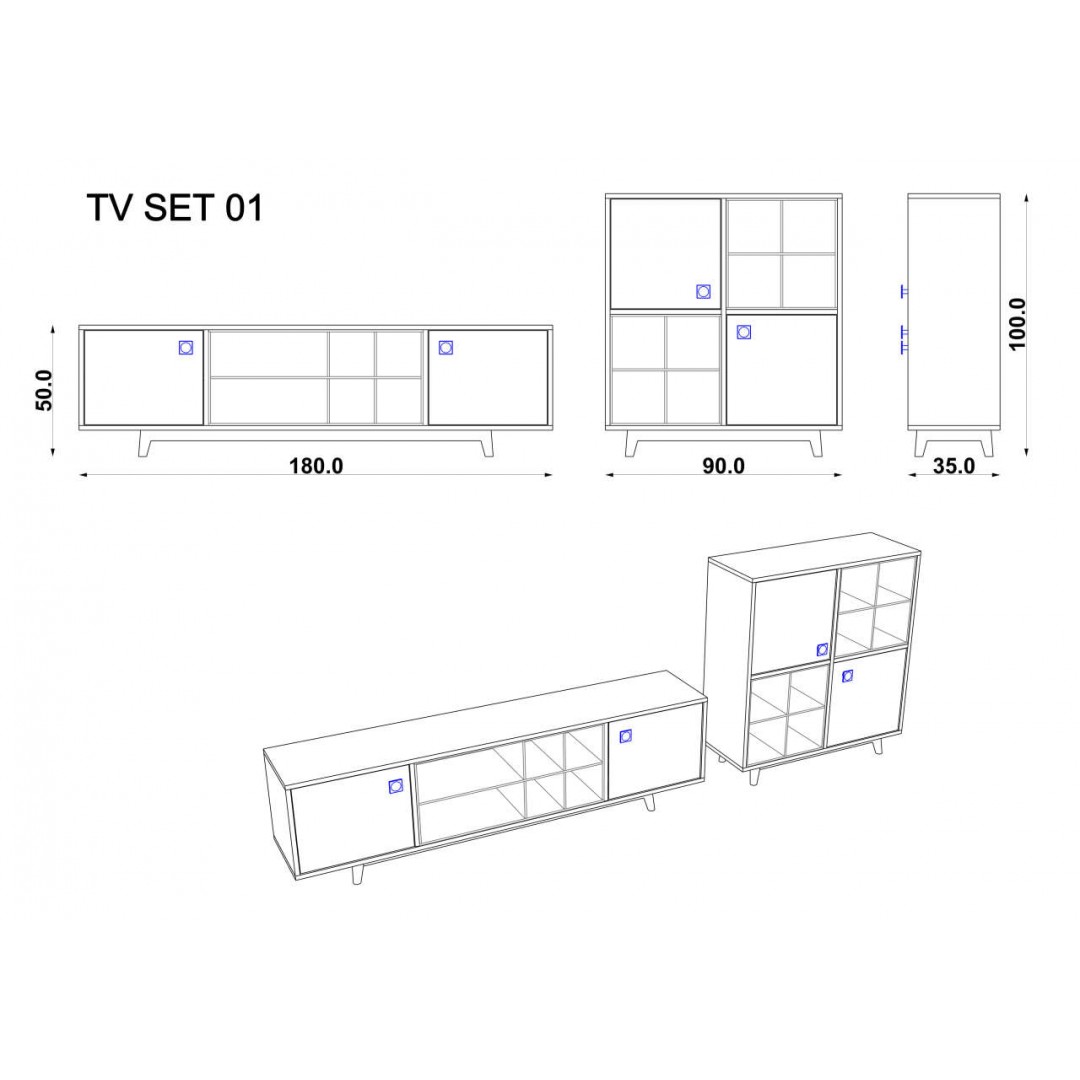 TV Grubu Gri Sonoma & Taş Stone (50 cm)