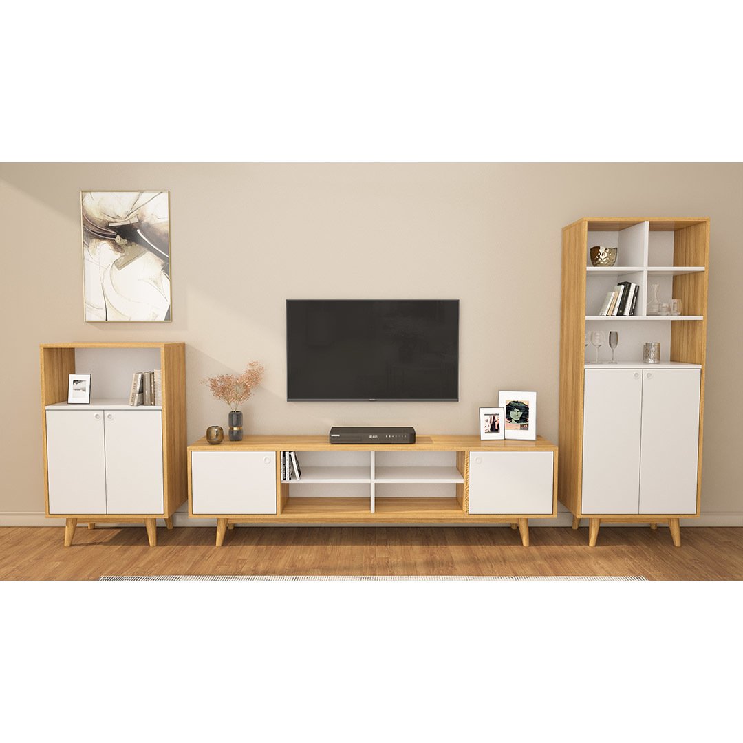 TV Grubu Teak & Beyaz (50 cm)