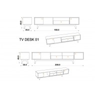 TV Ünitesi Antares & Koyu Gri (180 cm)