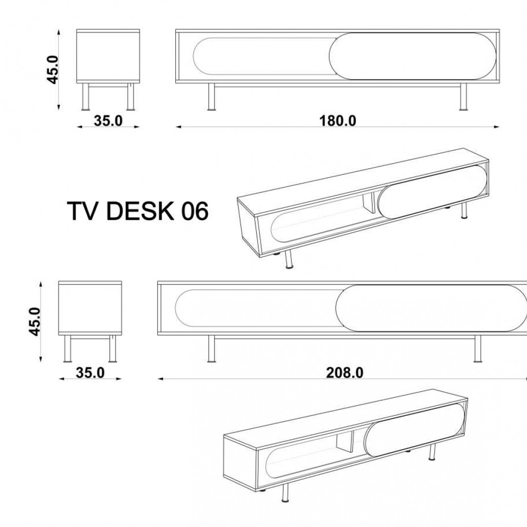 TV Ünitesi Mona & Beyaz (180 cm)