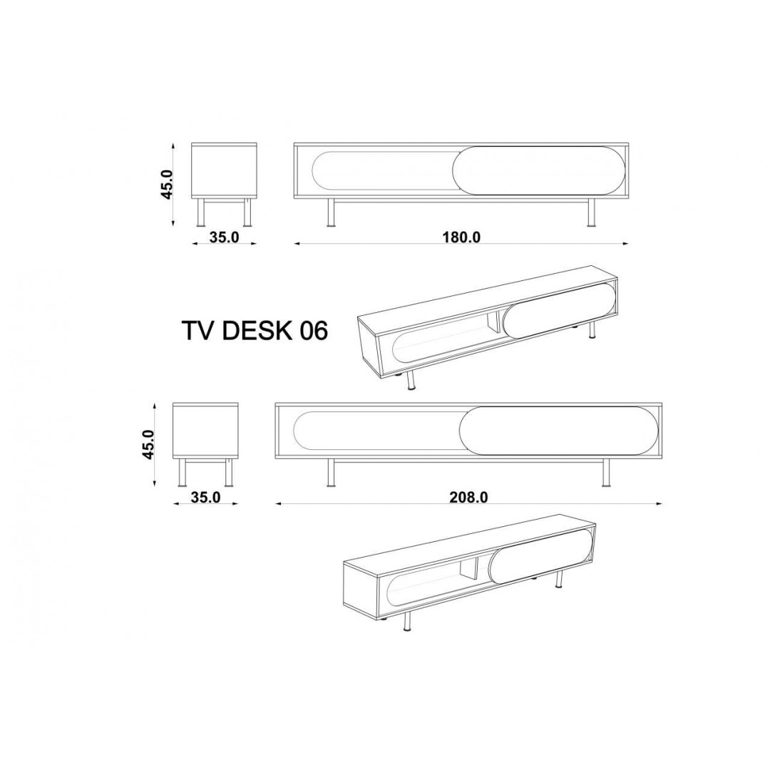 TV Ünitesi Retro Taş & Retro Bronz & Koyu Gri (180 cm)