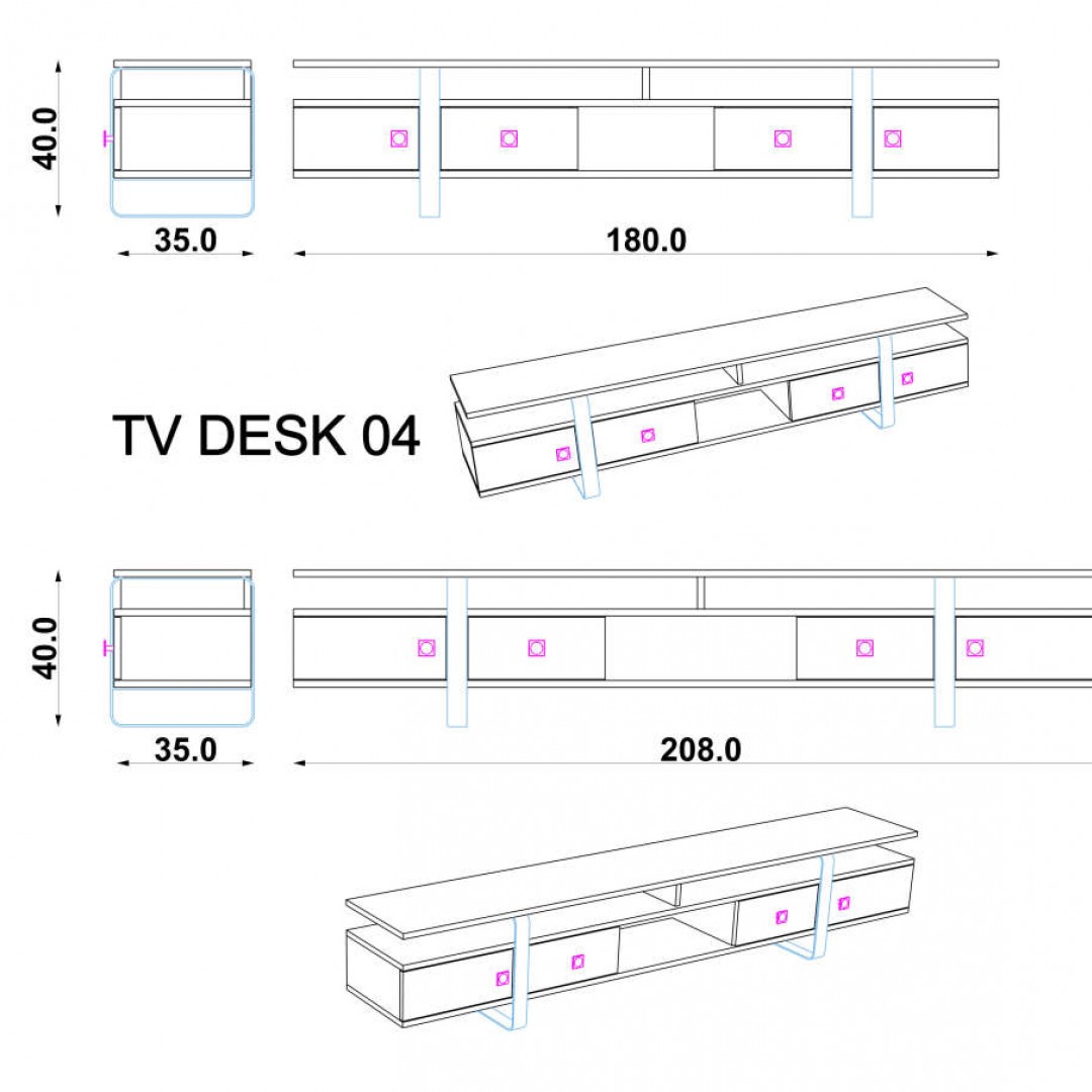 TV Ünitesi Royal Mermer & İlyada (180 cm)