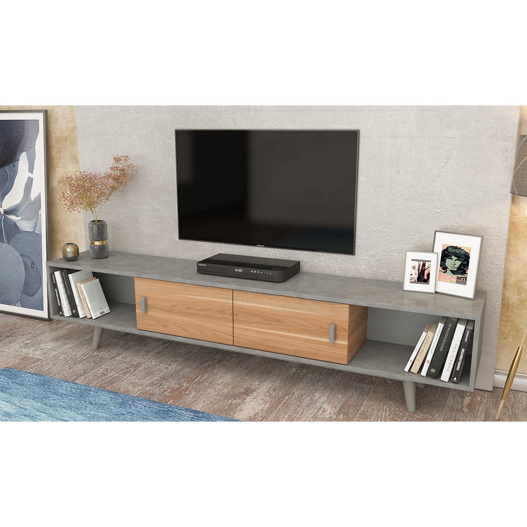 TV Ünitesi Avir Ceviz & Retro Gümüş (208 cm)