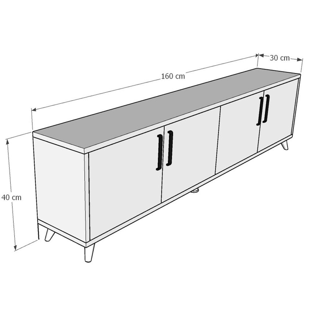 TV Ünitesi Beyaz  & Petra T-03 (160 cm)